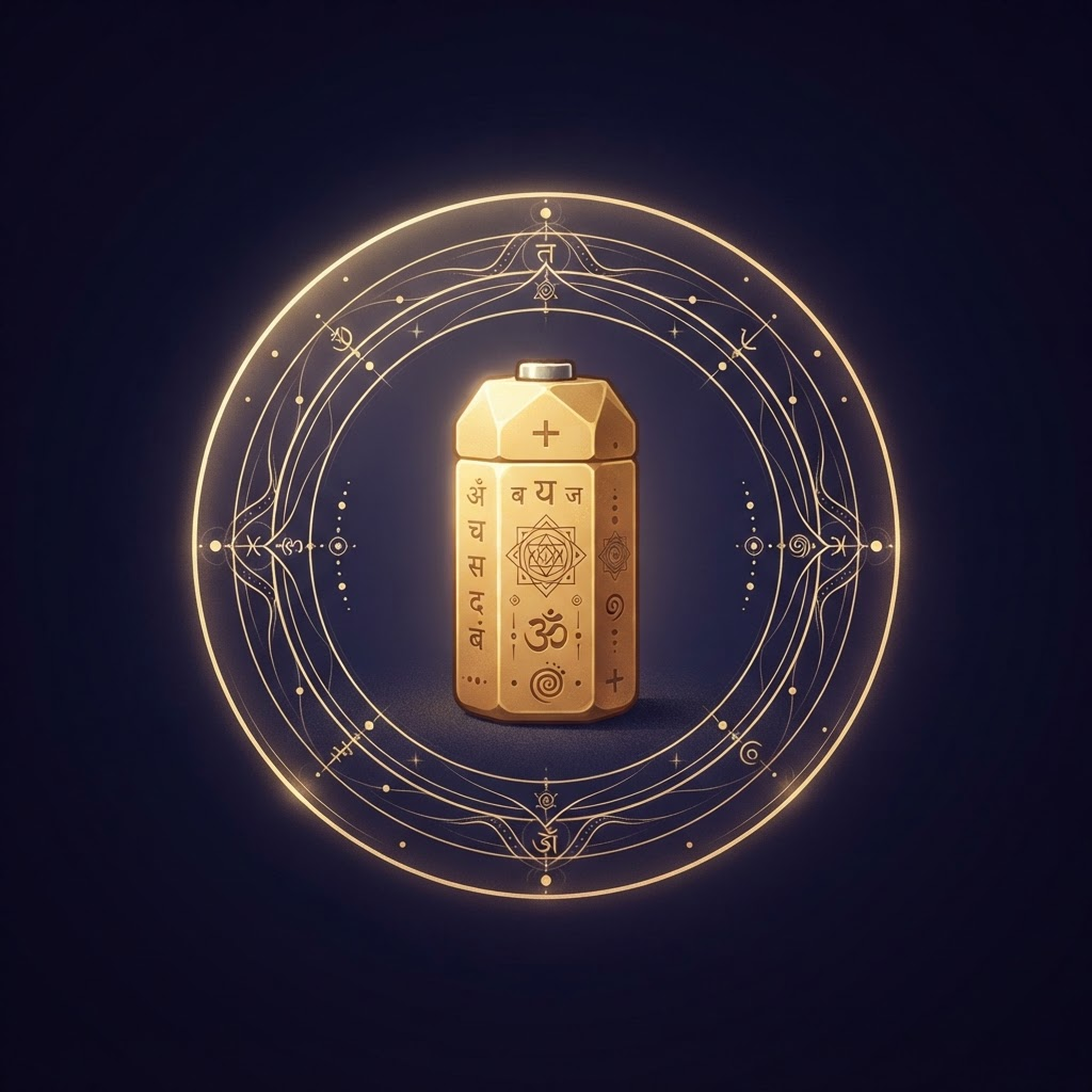 A golden aura battery with a protective shield